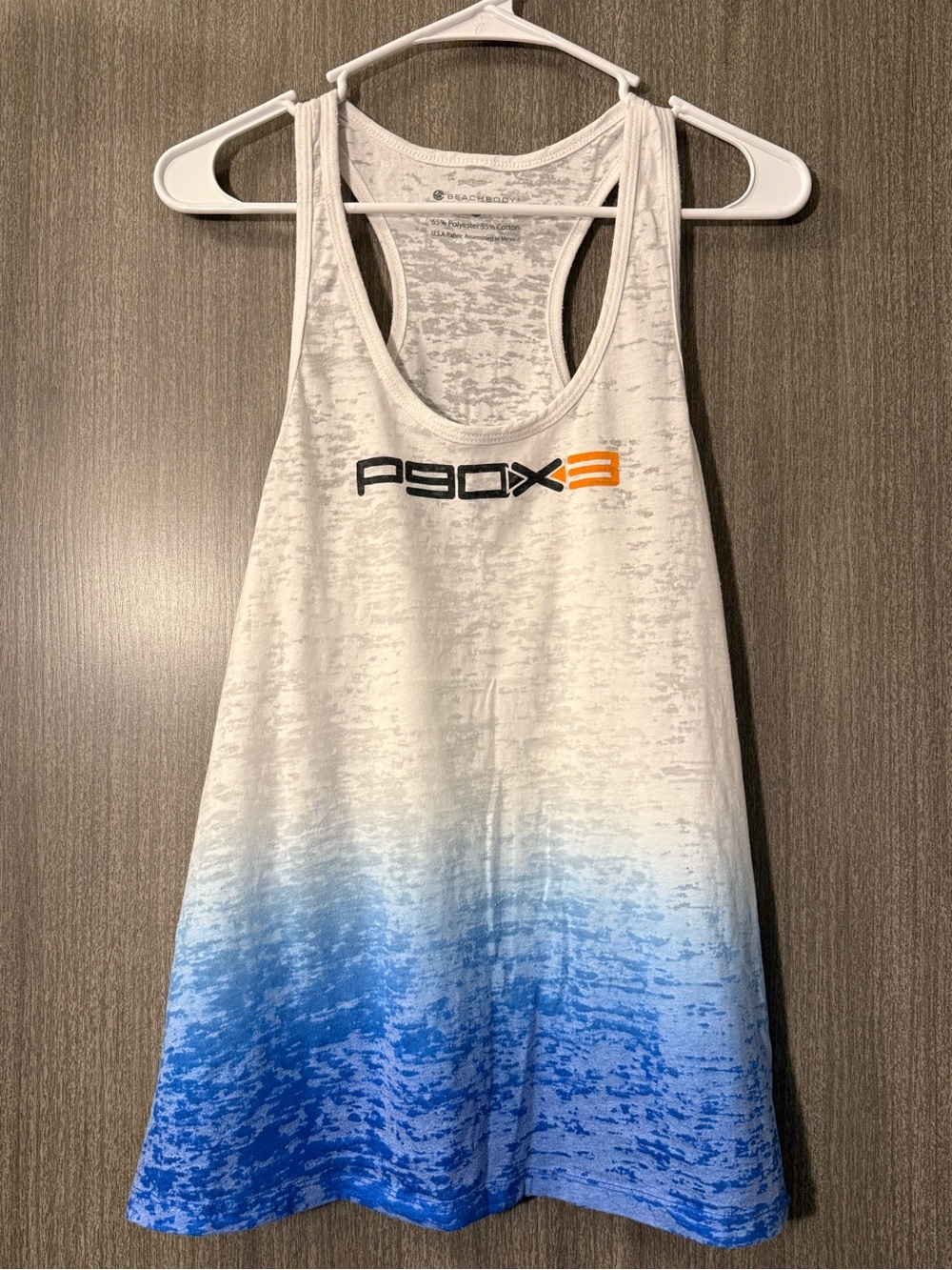 P90X3 Women's White to Blue Ombre Tank Top